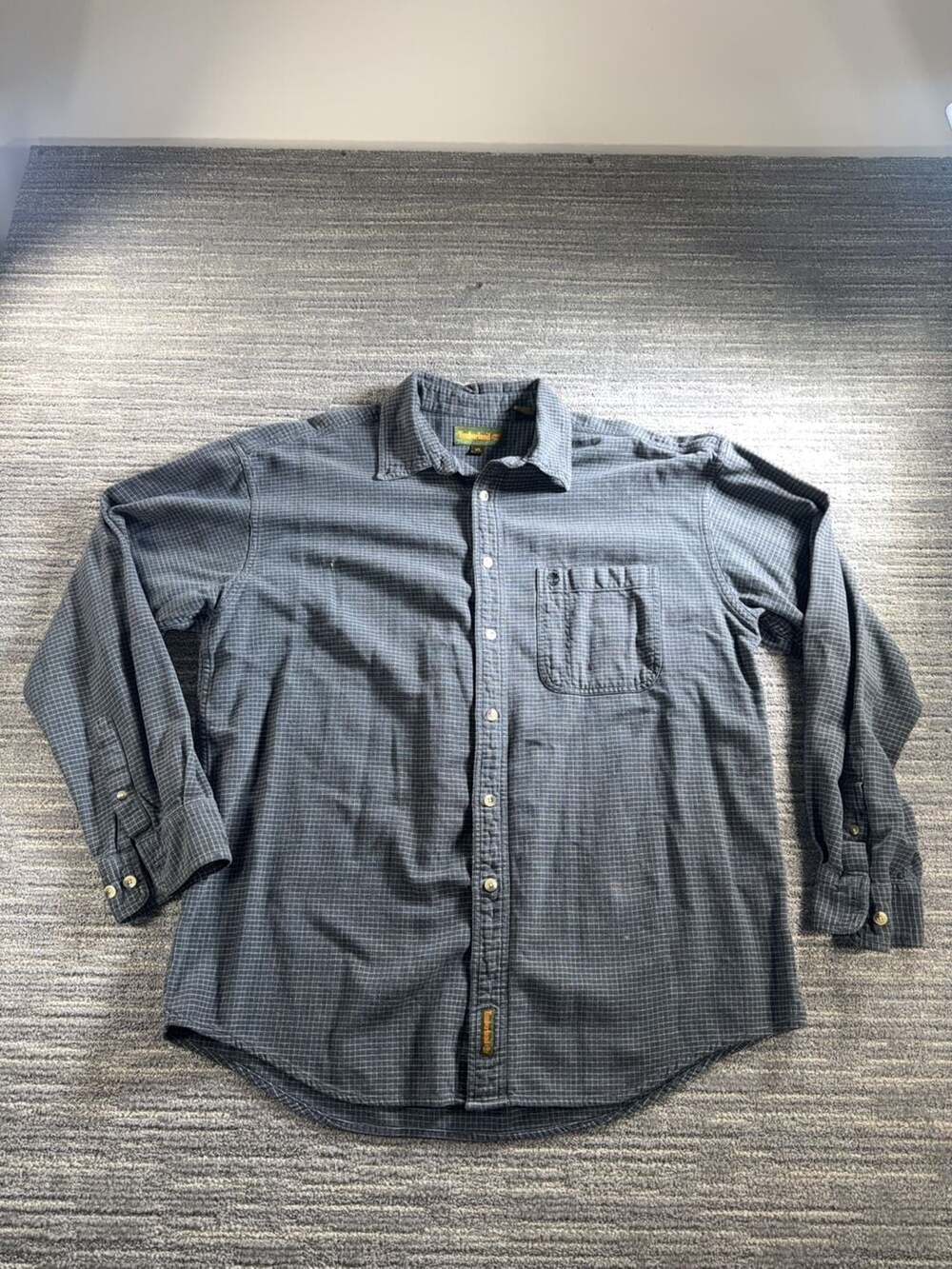 Timberland Men's Long Sleeve Button Down Shirt Gray Plaid Size XL